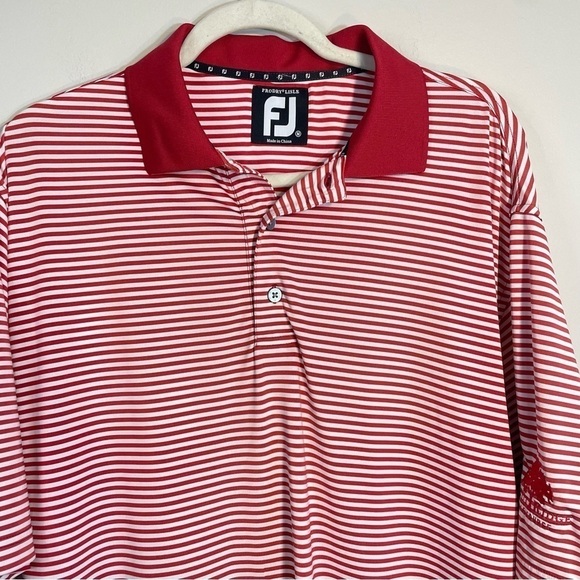 FootJoy ProDry Lisle Red White Striped Short Sleeve Polo Shirt Size Mens Medium - Picture 3 of 7